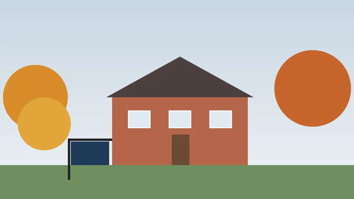 Illustration of a brick bungalow with a blank yard sign, representing a home for sale